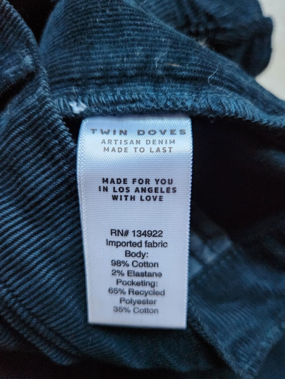 Twin Doves Emerson Fry Treasure Straight Corduroy Pants 29 Green - Picture 10 of 15